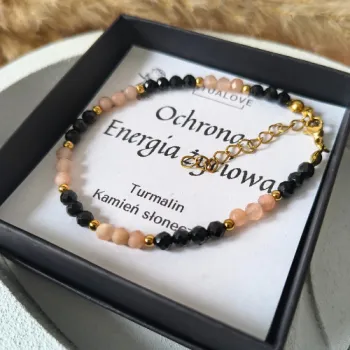 Bransoletka Turmalin Kamień Słoneczny talizman amulet ochrona i energia życiowa